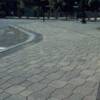 Gray stamped concrete driveway